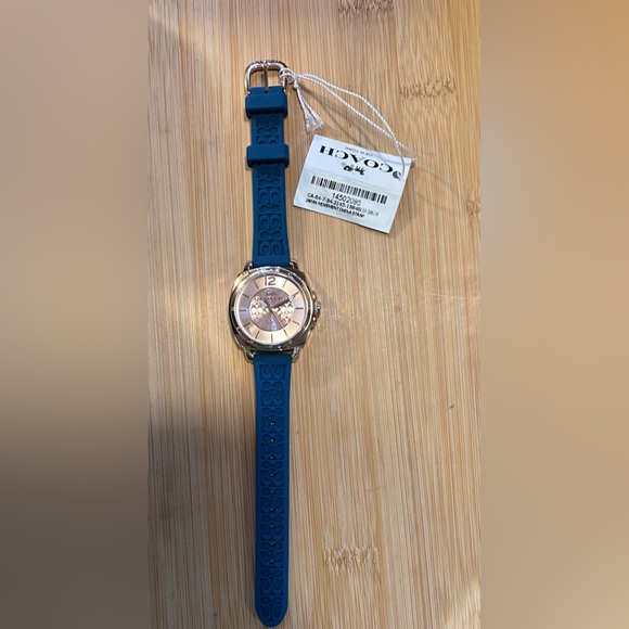 Coach Boyfriend Watch with 34mm Rose Gold Face With Teal Blue Silicone B… - Picture 4 of 5
